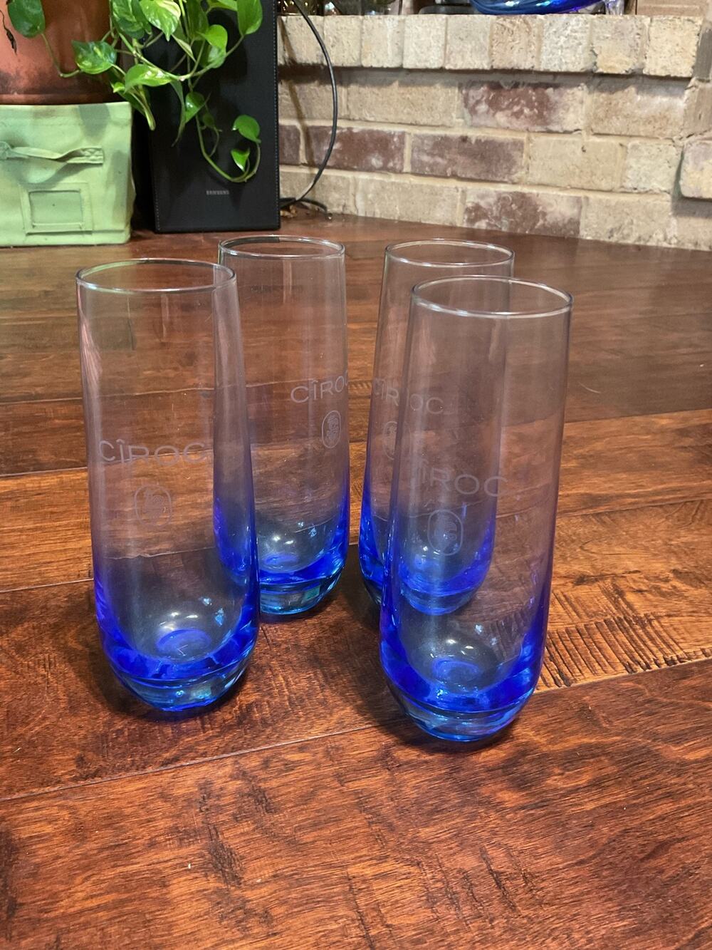 Ciroc Etched Blue Cocktail Stemless Glasses ~ Set of 4
